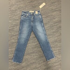 AMO Chloe Crop Jeans High Rise Slim Straight Medium Wash Size 24 Inseam 27”
